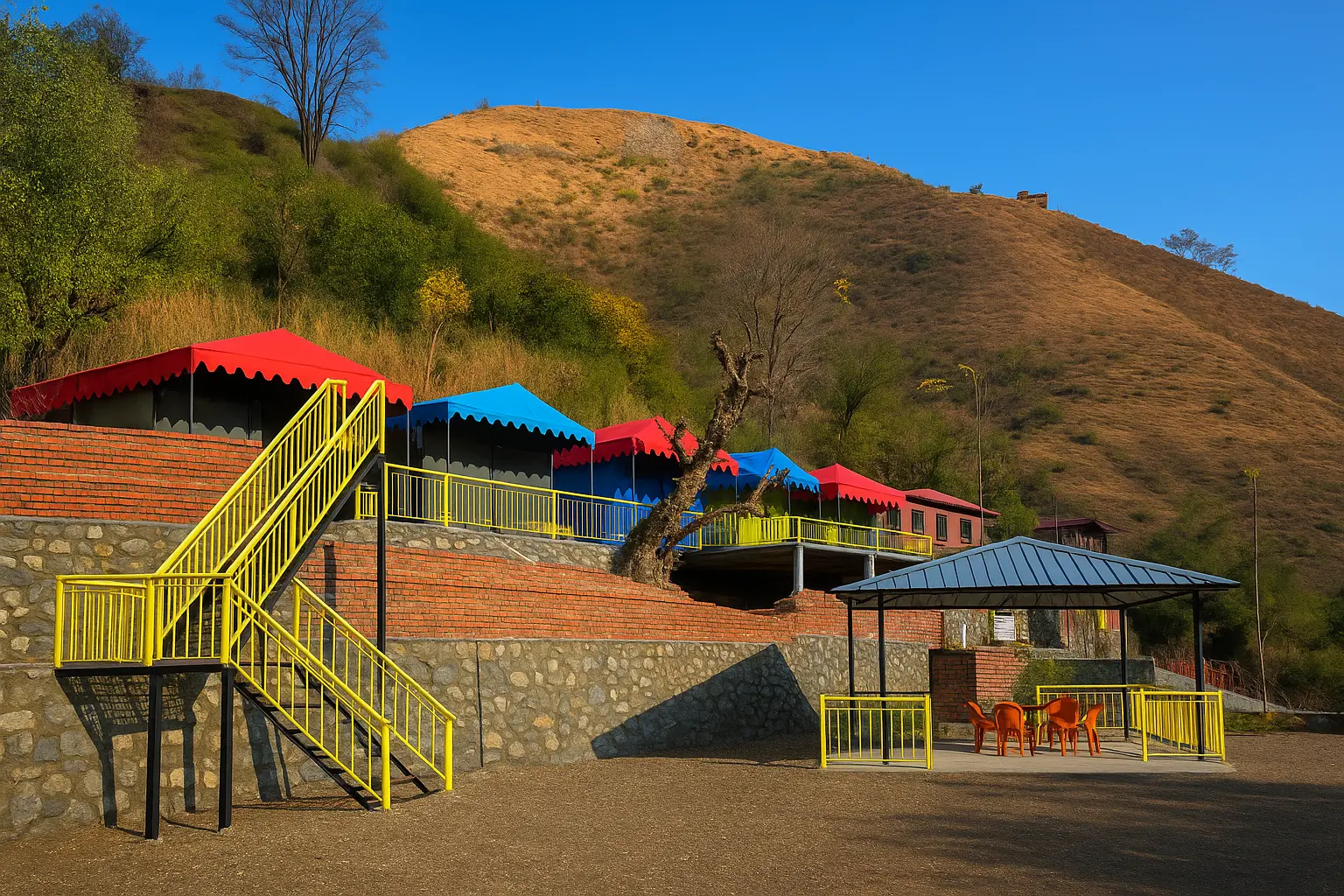 Baromas Resort mountain landscape and luxury tents